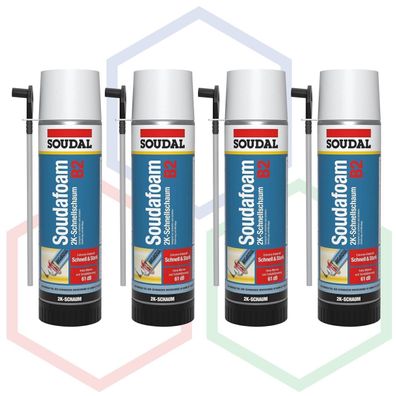 SOUDAL® - Soudafaom 2K B2 PU-Schaum Baustoffklasse B2 (MDI NEU) 4 x 400ml Dose