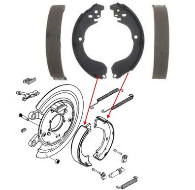 hinten Handbremsbacken Dodge Ram 1500 Bj:02-08 (mit 5-Loch Bremsscheibe)