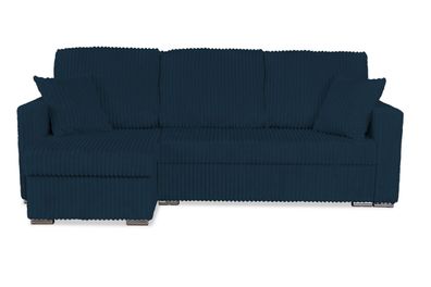 Ecksofa Designer, Sofa L-Form Rene stoff Estella Blau Links