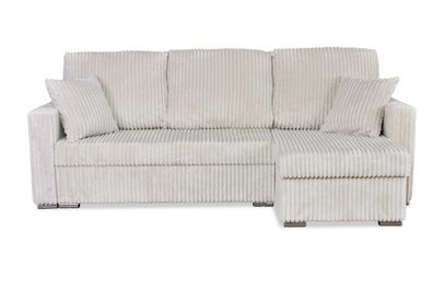 Ecksofa Designer, Sofa L-Form Rene stoff Estella Ecru Rechts