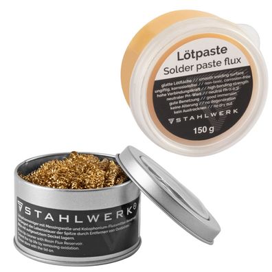 Stahlwerk Lötzubehör Set mit Lötkolbenspitzen-Reiniger, Lötpaste & Lötpaste