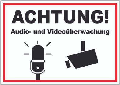 Achtung Audio- und Videoüberwachung Aufkleber