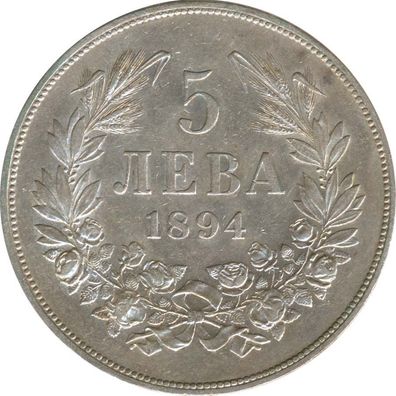 Bulgarien 5 Lewa 1894 Ferdinand I. Silber*