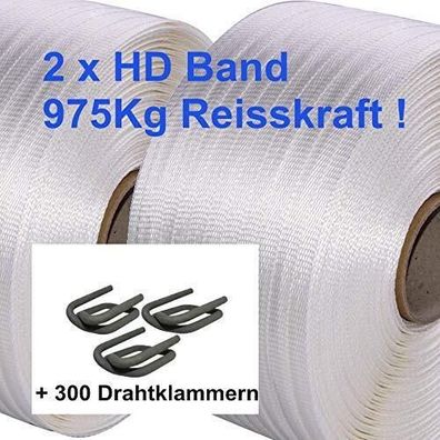 TOP Sparpreis: 2 Rollen 19mm HD Textilband Kraftband * Klammern