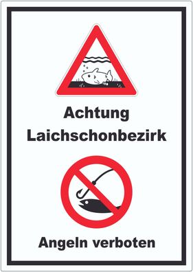 Achtung Laichschonbezirk Angeln verboten hochkant Aufkleber