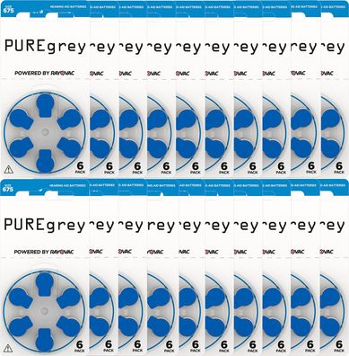 PUREgrey Hörgerätebatterien Typ 675 - 120 Stück Hörgeräte Batterien