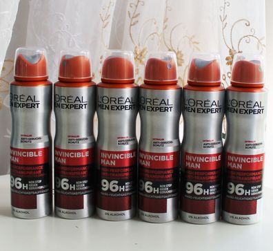 6x150ml L´Oreal Men Expert Invincible Man Anti Transpirant 96H Deo Spray