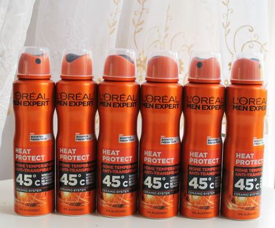 6x150ml L´Oreal Men Expert Heat Protect Anti Transpirant Deo Spray 45°C