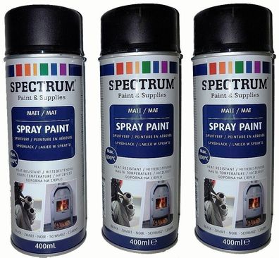 3 x Auspufflack SPRAY Schwarz Matt bis 800°C 400ml Thermolackspray Abriebfest