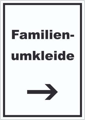 Familienumkleide Aufkleber mit Text und Richtungspfeil rechts hochkant