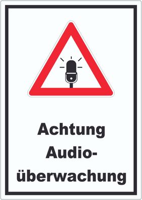 Achtung Audioüberwachung Aufkleber hochkant