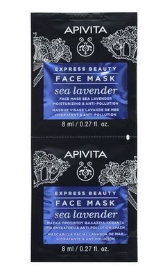 Apivita Express Beauty, Beruhigende Gesichtsmaske Meereslavendel, 2x8 ml