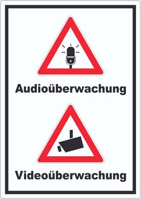 Achtung Audio- und Videoüberwachung Aufkleber hochkant