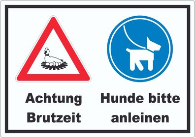 Achtung Brutzeit Hund bitte anleinen Aufkleber