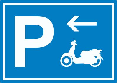 Motorroller Parkplatz mit Richtungspfeil links Aufkleber waagerecht