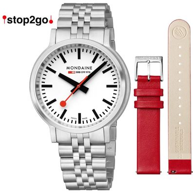 Mondaine MST.4101B. SJ Herren Armbanduhr stop2go BackLight Saphirglas, 41mm