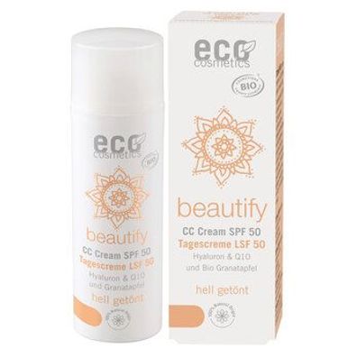 eco cosmetics beautify CC Creme LSF 50 hell getönt mit Hyaluron, Q10 und Bio