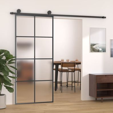 vidaXL Schiebetür Aluminium und ESG Glas 90x205 cm Schwarz