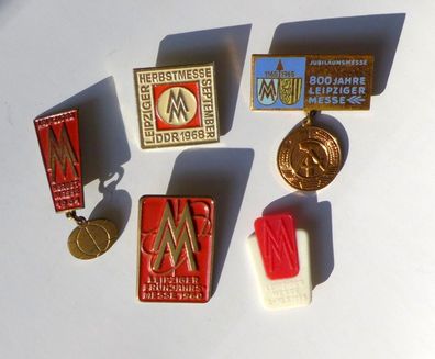 5 DDR Abzeichen Pin Leipzig Messe 1959 - 1968