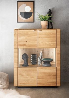 Highboard 99x127cm "Savona" Wildeiche geölt