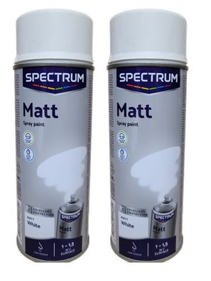 2 x 400ml Lackspray Sprühlack Lack Farbe Weiß Weiss Matt Spectrum Dosen