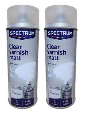 2 x 400ml Lackspray Sprühlack Lack Transparent Klarlack Matt Spectrum Metalllack