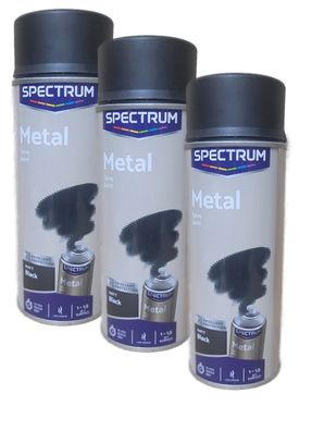 3 Dose 400ml Lackspray Sprühlack Lack Schwarz Matt Spectrum Metalllack