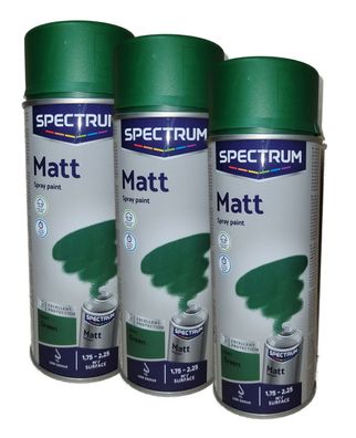 3 x 400ml Lackspray Sprühlack Lack Farbe Grün Matt Weiss Spectrum Matt Dosen