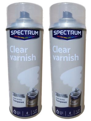 2 x 400ml Lackspray Sprühlack Lack Transparent Klarlack Hochglänzend Spectrum