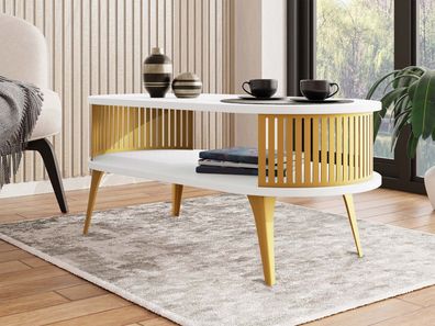 Couchtisch oval Roenni Gold Modern Sofatisch Design Kaffeetisch Wohnzimmer Stilvoll