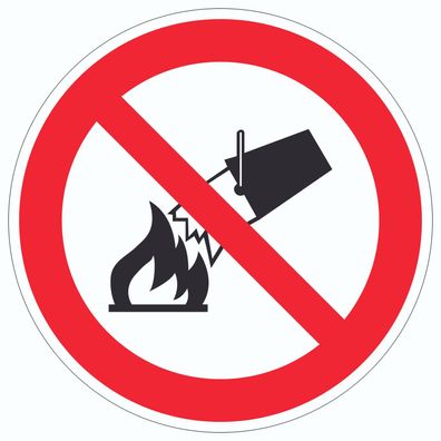 Mit Wasser löschen verboten Symbol Aufkleber Kreis