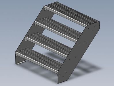 Außentreppe / Stahltreppe mit 4 Stufen zur Wandmontage