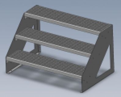 Stahltreppe Gartentreppe freistehend 3 Stufen ohne Geländer B 600-1400mm