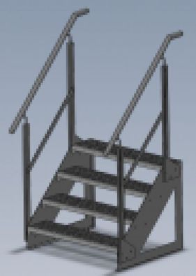 Stahltreppe Gartentreppe freistehend 4 Stufen mit Geländer B 600-?1400mm