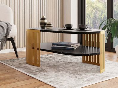 Couchtisch oval Fikoli Gold II Sofatisch Kaffeetisch Wohnzimmer Modern Design
