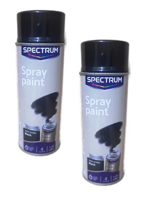 2 Dose 400ml Lackspray Sprühlack Lack Schwarz Hochglänzend Spectrum Metalllack