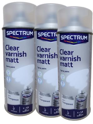 3 Dosen 400ml Lackspray Sprühlack Lack Klarlack Transparent Spectrum Matt