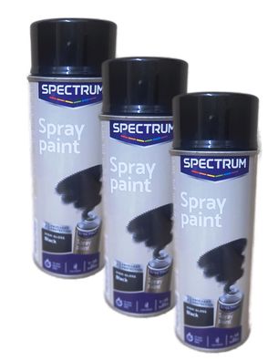 3 x 400ml Lackspray Sprühlack Lack Schwarz HG Spectrum Bastellack Autolack