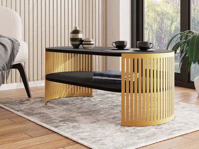 Couchtisch oval Fikoli Gold I Kaffeetisch Wohnzimmer Sofatisch Modern Design