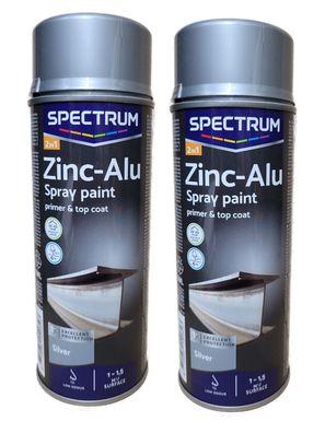 2x Zink Alu Spraylack Spraydose Spray Korrosionsschutz Lack und Grundierung 2in1