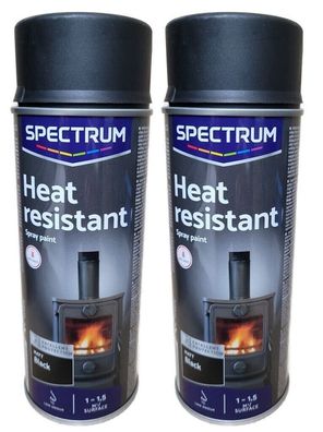 2 x Thermolack-spray Schwarz Matt bis 800°C 2 x 400ml Hitzebeständig
