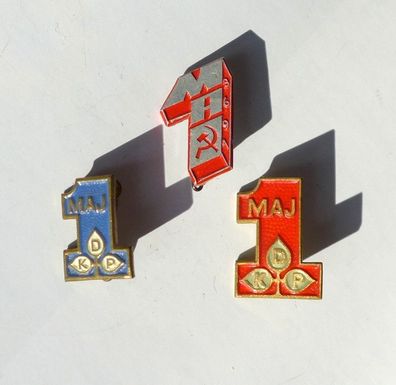 3 Dänemark Kommunistische Partei DKP Abzeichen Pin Anstecknadel 1. Mai 1963