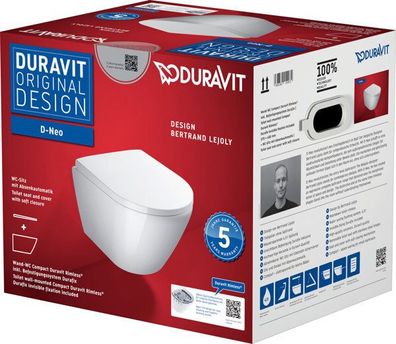 Duravit D-Neo Wand-WC-Set, mit Wand-WC Compact, verdeckte