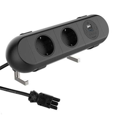 Dataflex Polar Tischanschlussfeld 2x Steckdose, 1x USB-A, 1x USB-C (25.103), sch