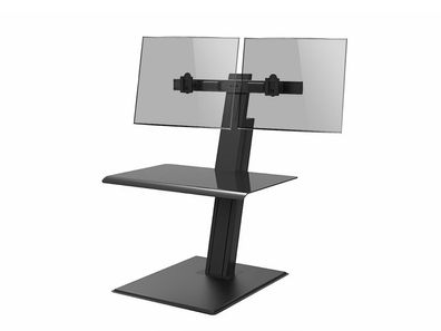 Humanscale QuickStand Eco Steh-Sitz Arbeitsplatz mit 2-fach Monitorhalter, schwa