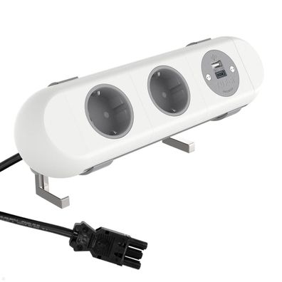 Dataflex Polar Tischanschlussfeld 2x Steckdose, 1x USB-A, 1x USB-C (25.100), wei