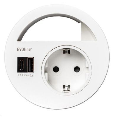 EVOline Circle80 Einbausteckdose mit USB-Charger A/C, weiß