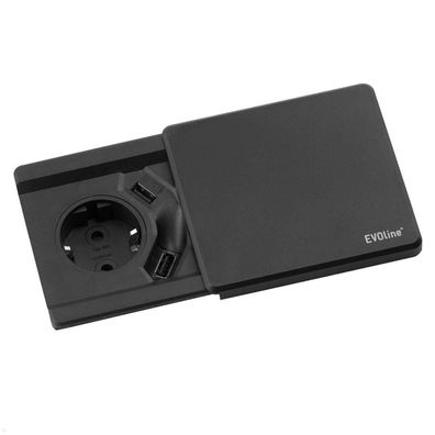 EVOline Square80 Einbausteckdose mit USB-Charger A/A, schwarz