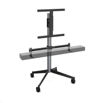Erard KANA 1200L mobiler TV Ständer mit Soundbarhalter 30-55 Zoll, silber / schw