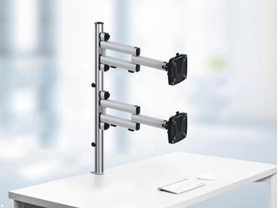 Novus Dual Monitorhalter TSS Säule Tischklemme mit Faltarm III 845 mm